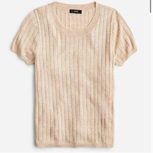 J. Crew Silk Cotton Blended Ribbed Short Sleeve Tee